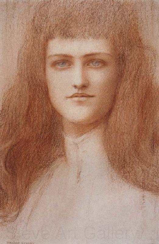 Fernand Khnopff Head of a Young Englishwoman Norge oil painting art